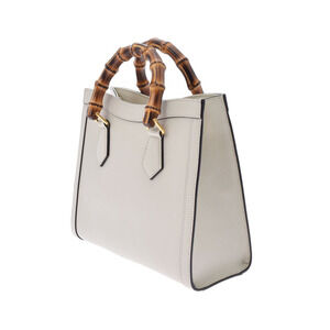 Gucci Shopping Leather Diana Handbag Ivory White Tote